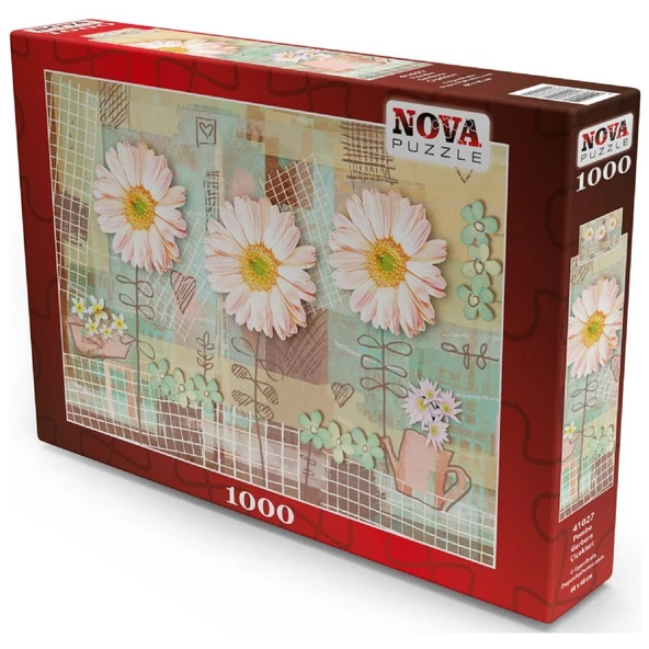 Nova 1000 Parça Pembe Gerbera Çiçekleri Puzzle - Resim 2