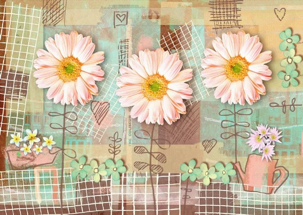 Nova 1000 Parça Pembe Gerbera Çiçekleri Puzzle