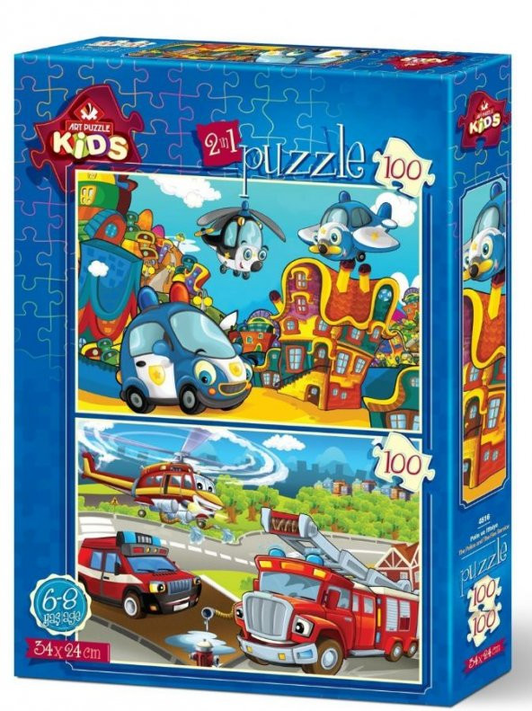 Art Kids 2x100 Parça Polis ve İtfaiye Çocuk Puzzle (6-8 Yaş)