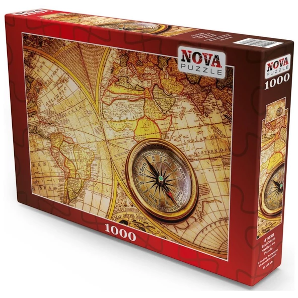 Nova 1000 Parça Eski Dünya Haritası ve Pusula Puzzle - 2