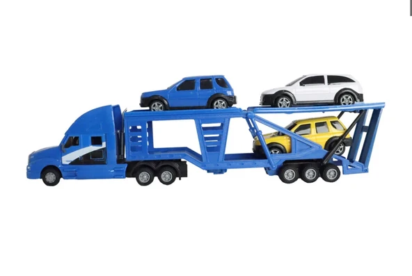 OMZ Araç Taşıyıcı Plastik Mavi Tır Kız Erkek Çocuk Oyuncak Eğitici Oyuncaklar - Resim 3