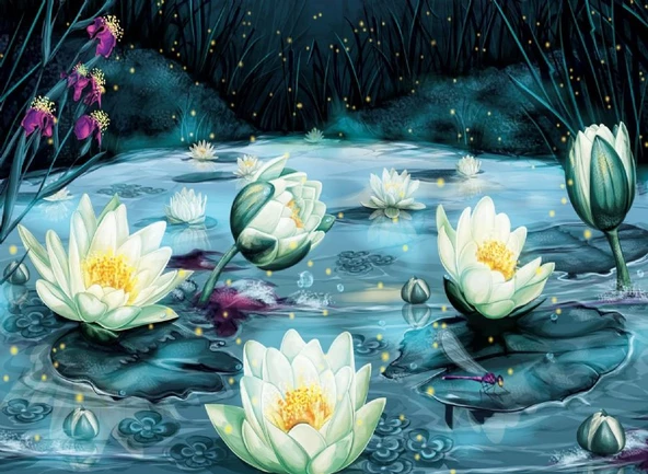 Nova Puzzle 1000 Parça Yıldızlı Gecede Lotus Çiçekleri