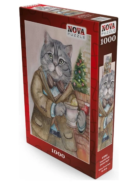 Nova 1000 Parça Sosyetik Kedi, Şömine Keyfi Puzzle - Resim 2