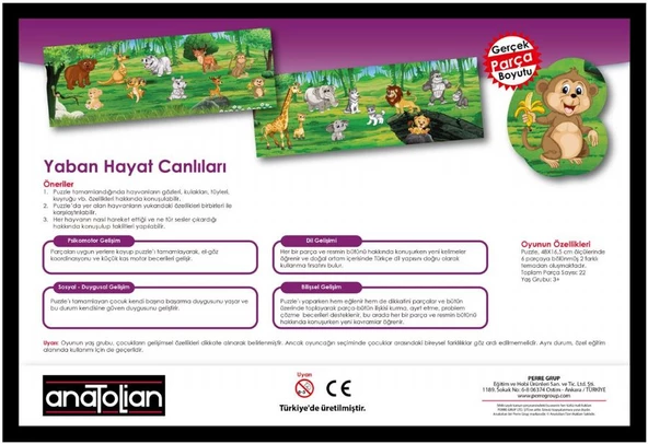 Anatolian 22 Parça Yaban Hayat Canlıları Çocuk Puzzle - 3