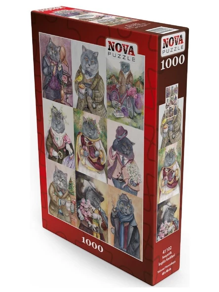 Nova Puzzle 1000 Parça Sosyetik İngiliz Kedileri - Tatiana Plovetskaya - Resim 2