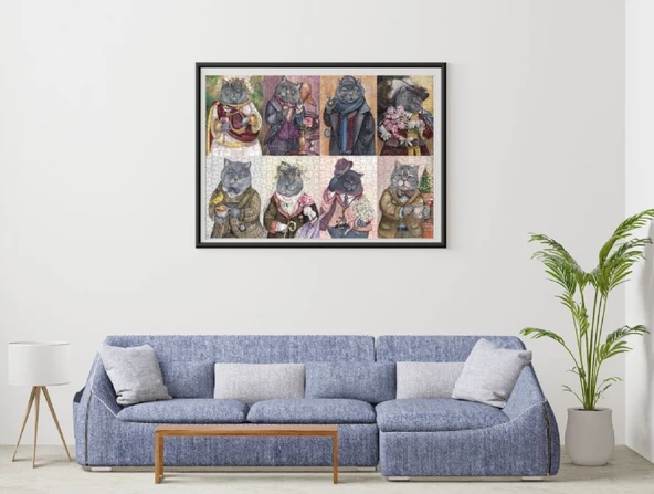 Nova Puzzle 1000 Parça Süslü Kediler Kolajı - Tatiana Plovetskaya - Resim 4