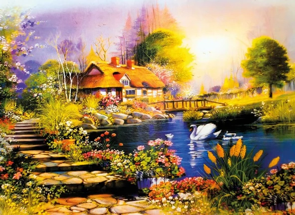 Nova 41067 - 1000 Parça Kuğulu Bahçe Puzzle