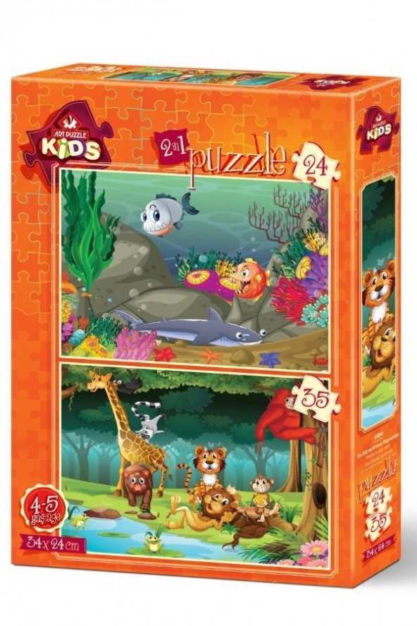 Art Kids 24+35 Parça Su Altı ve Orman Hayvanları Çocuk Puzzle