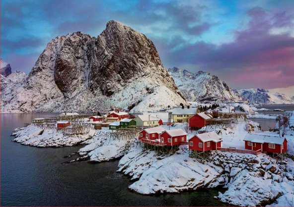 Educa 1500 Parça Norveç Lotofen Adası Kış Manzarası Puzzle