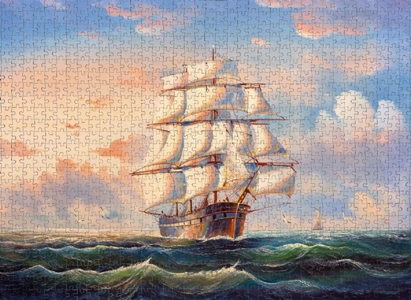 Nova Puzzle 1000 Parça Dalgalı Sularda Yelken Açmak - Yung Chao Chen - Resim 3