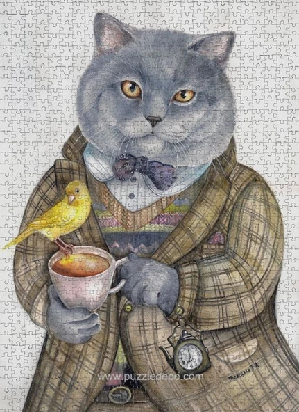 Nova İngiliz Beyefendisi Akşam Çayı 1000 Parça Puzzle (Kedi Puzzle) - Resim 3