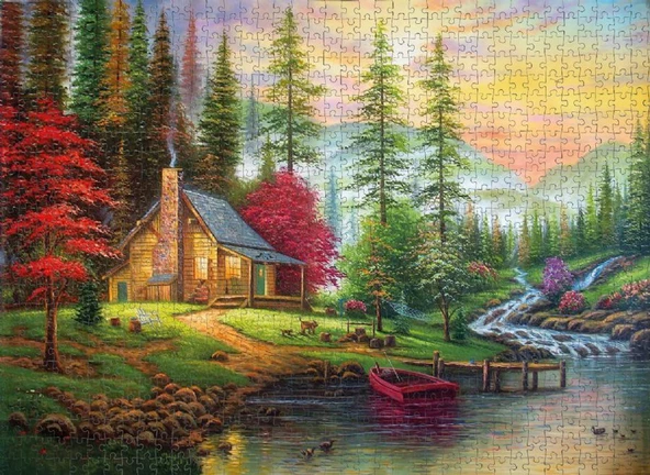 Nova 41075 - 1000 Parça Ormandaki Dağ Evi Puzzle - Resim 3