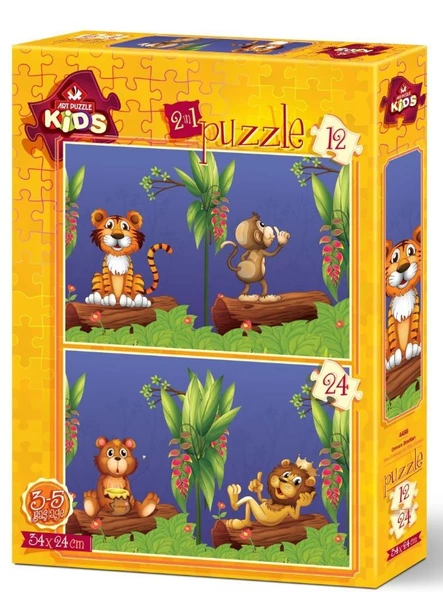 Art Kids Orman Dostları 2'li Çocuk Puzzle - 12+24 Parça - 1