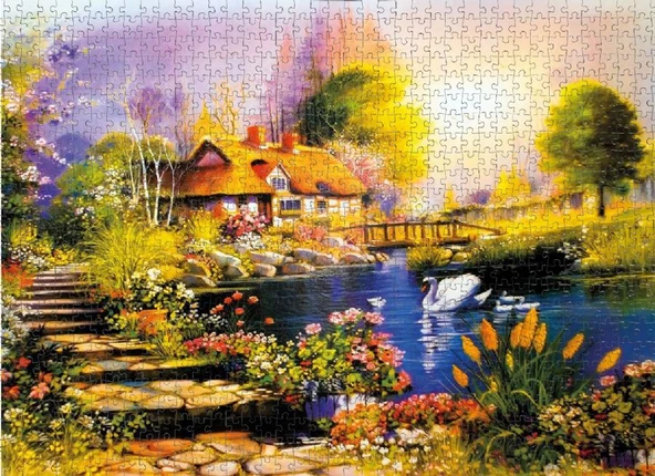 Nova 41067 - 1000 Parça Kuğulu Bahçe Puzzle - Resim 3