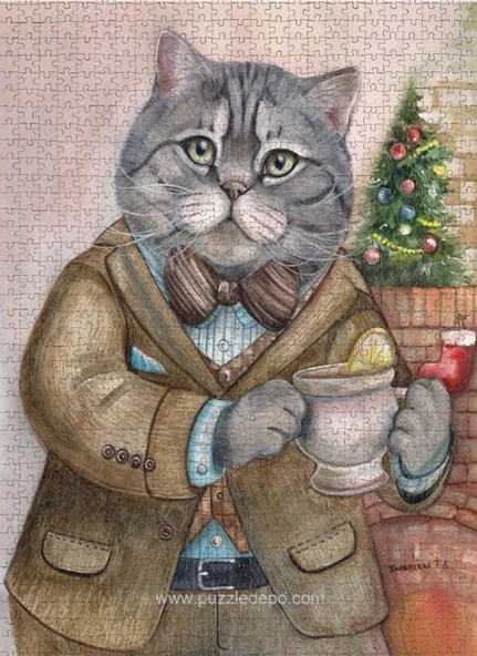 Nova 1000 Parça Sosyetik Kedi, Şömine Keyfi Puzzle - Resim 3