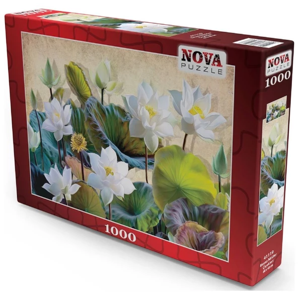 Nova Puzzle 1000 Parça Beyaz Nilüfer Çiçekleri Puzzle - 2