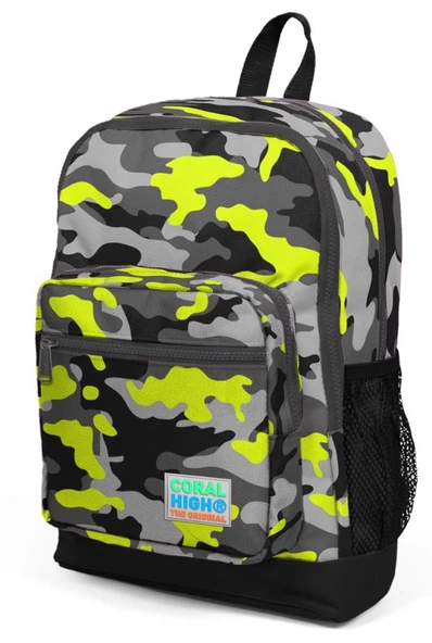Coral High Erkek Çocuk İlkokul Sırt Çantası - Yeşil Siyah Kamuflaj Desenli - Dört Bölmeli - Resim 2