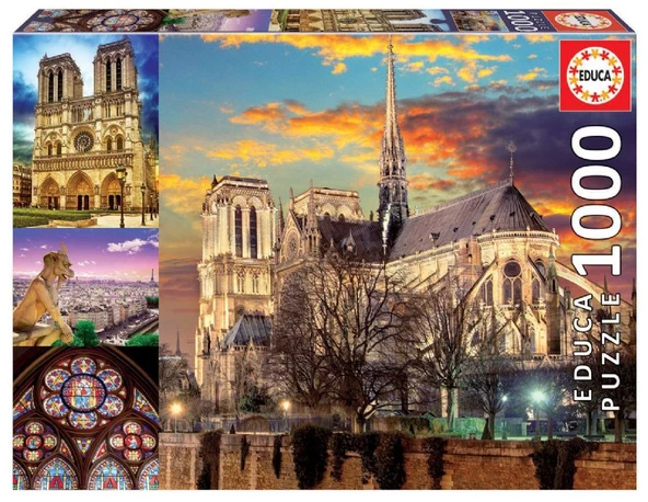 1000 Parça Fransa Notre Dame Kollaj Puzzle (Educa 18456) - Resim 2
