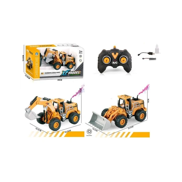 OMZ XF-Vardem Uzaktan Kumandalı Full Fonksiyon Şarjlı Buhar Atan Kazıcı -Yükleyici Kız Erkek Çocuk Oyunc - Resim 2