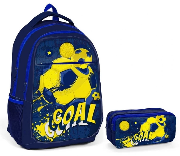 Goal Baskılı Erkek Çocuk İlkokul ve Ortaokul Çanta Seti - Lacivert