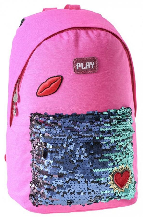 Play Lips İki Bölmeli Pembe Pullu İlkokul Sırt Çantası - Fashion 162940