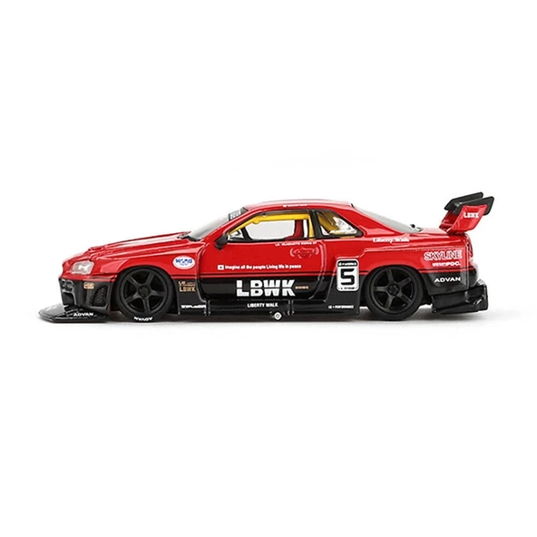 OMZ Mini GT 1/64 Nissan LB-ER34 Super Silhouette SKYLINE Red/Black Kız Erkek Çocuk Oyuncak Eğitici Oyunc - Resim 2