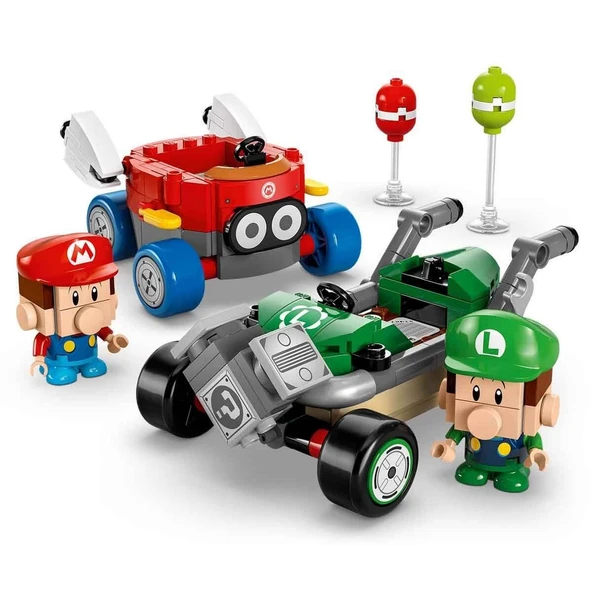 OMZ LEGO Super Mario: Mario Kart – Baby Mario ile Baby Luigi Kız Erkek Çocuk Oyuncak Eğitici Oyuncaklar - Resim 2