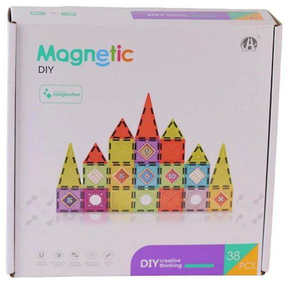 OMZ Magnetic Tiles 38 Parça Kız Erkek Çocuk Oyuncak Eğitici Oyuncaklar ürün görseli