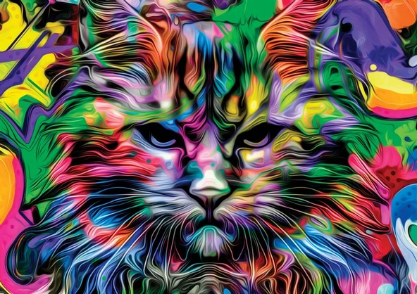 Nova Puzzle 1000 Parça Kızgın Bakışlar Puzzle - Kedi Puzzle