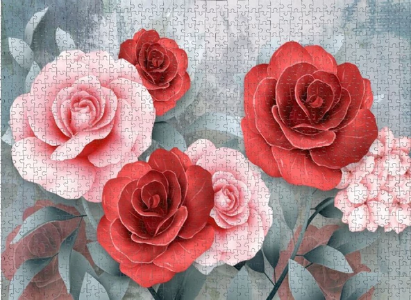 Nova Puzzle 1000 Parça Puzzle - Pembe ve Kırmızı Güller - Resim 3