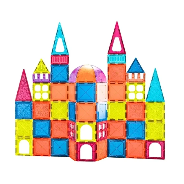 OMZ Magnetic Tiles 50 Parça Kız Erkek Çocuk Oyuncak Eğitici Oyuncaklar ürün görseli 1