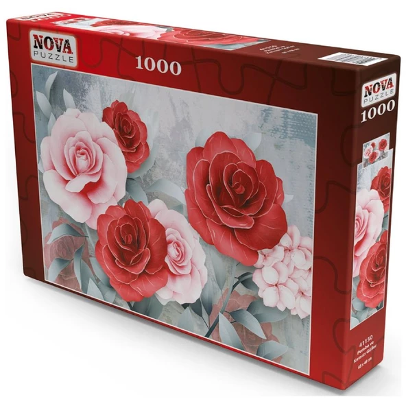 Nova Puzzle 1000 Parça Puzzle - Pembe ve Kırmızı Güller - Resim 2