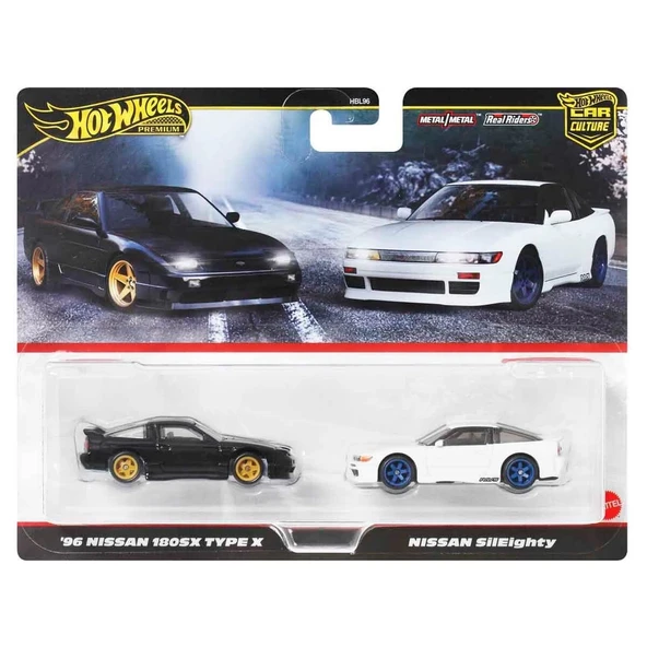OMZ :64 Hot Wheels Premium Car Culture 2'li 96 Nissan 180sx Type X Ve Nissan Sileighty Kız Erkek Çocuk O - Resim 2