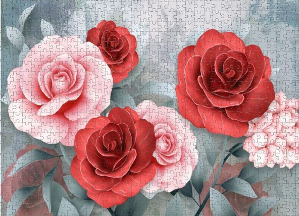 Nova 2000 Parça Puzzle - Pembe ve Kırmızı Güller - Resim 3