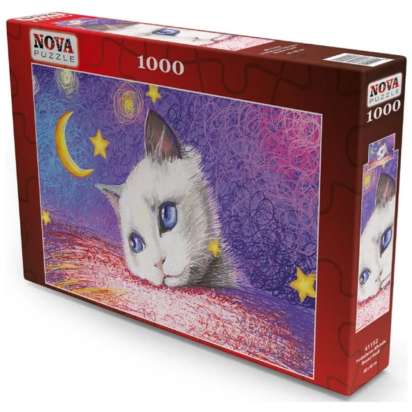 Nova 1000 Parça Puzzle - Yıldızların Altında - Beyaz Kedi - Resim 2
