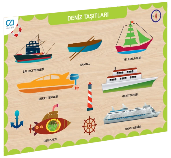 OMZ CAAHS-3201 CAMES AHŞAP DENİZ TAŞITLARI BUL-TAK Kız Erkek Çocuk Oyuncak Eğitici Oyuncaklar ürün görseli 1