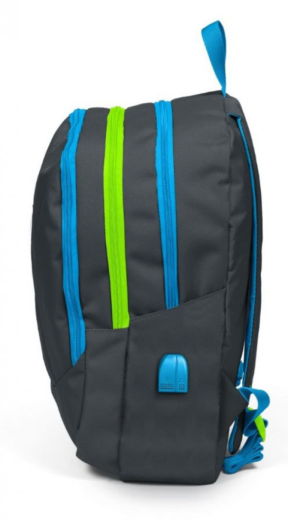 Coral High Sport Mavi-Gri Okul ve Günlük Sırt Çantası - USB ve AUX Çıkışlı - 2