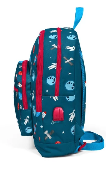 Coral High Kids Dört Gözlü Erkek Çocuk İlkokul Çantası - Astronot Baskılı - USB+AUX Soketli - Resim 2