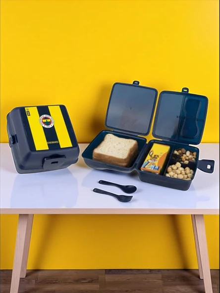 Fenerbahçe Taraftar Çubuklu 4 bölmeli Beslenme Kutusu Stad Figürlü 500 Ml Matara Kırtasiye Seti - 2