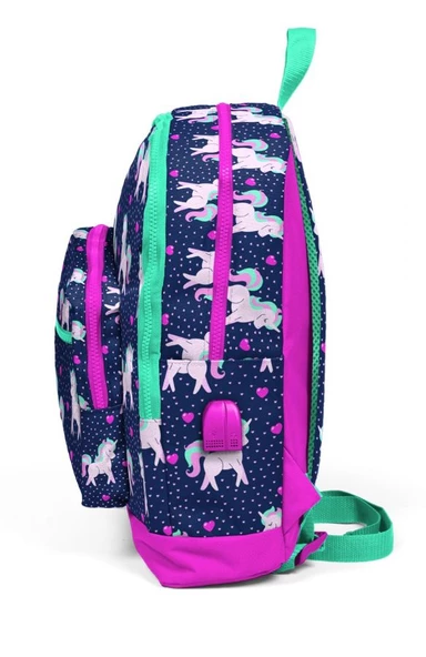 Coral High Kids Dört Gözlü Kız Çocuk İlkokul Çantası - Kuğu Desenli - USB+AUX Soketli - Resim 2
