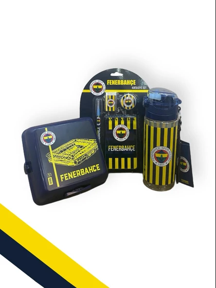 Fenerbahçe Taraftar Stad Figürlü 4 bölmeli Beslenme Kutusu Çubuklu 500 Ml Matara Kırtasiye Seti - 2