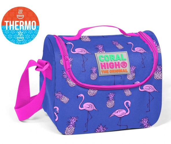 Coral High Mor Flamingo Desenli Termoslu Beslenme Çantası - Kız Çocuk