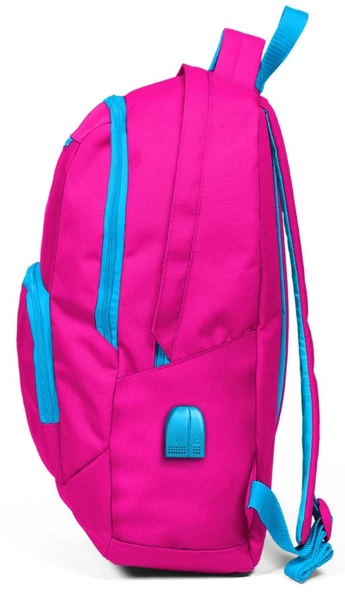 Coral High Sport Pembe-Mavi Laptop Bölmeli Sırt Çantası - USB Çıkışlı - Resim 2