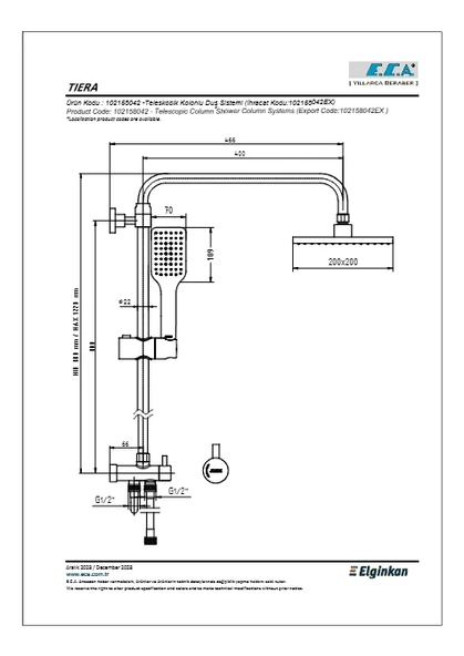 Eca Tiera Teleskobik Kolonlu Duş Sistemi 200x200 - Resim 2