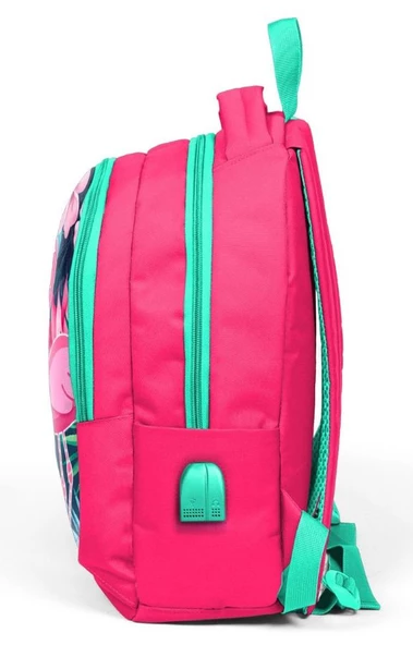 Coral High Kids Flamingolar İlk ve Ortaokul Sırt Çantası - USB ve AUX Çıkışlı - Resim 2