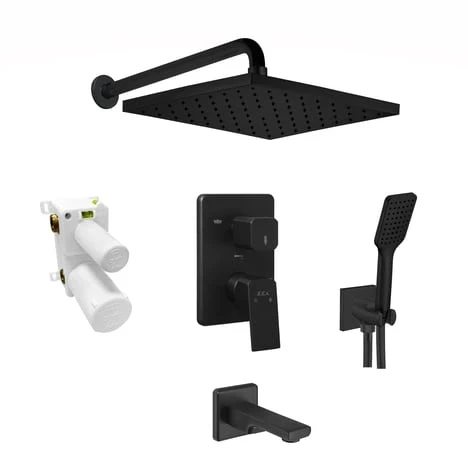 ECA Tiera Ankastre Duş Seti Mat Siyah 3-Yollu ürün görseli