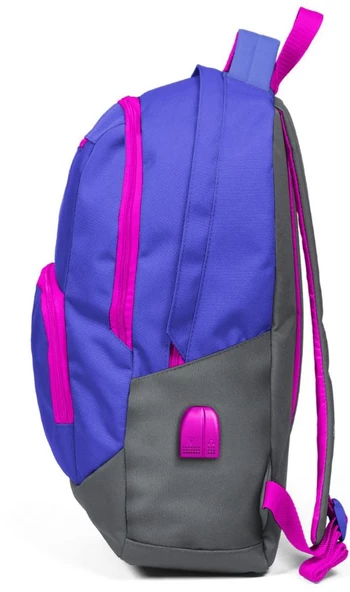 Coral High Sport Mavi-Pembe Laptop Bölmeli Sırt Çantası - USB Çıkışlı - Resim 2