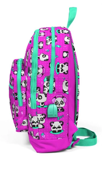 Coral High Kids Dört Gözlü Kız Çocuk İlkokul Çantası - Panda Desenli - USB+AUX Soketli - Resim 2