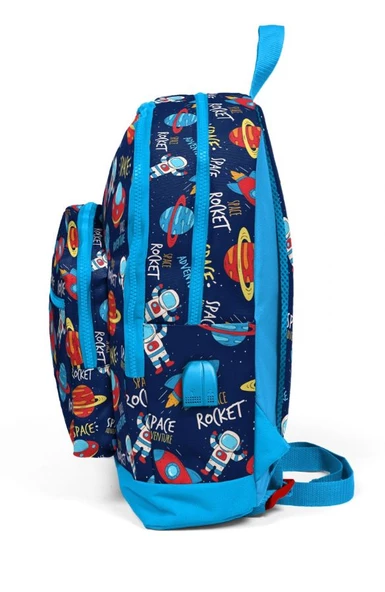 Coral High Kids Dört Gözlü Erkek Çocuk İlkokul Çantası - Uzay Macerası Desenli - USB+AUX Soketli - Resim 2