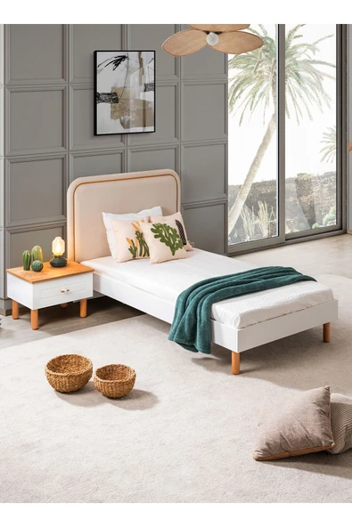 Karyola, Vita Bohem Kumaş Başlıklı Karyola - Beyaz